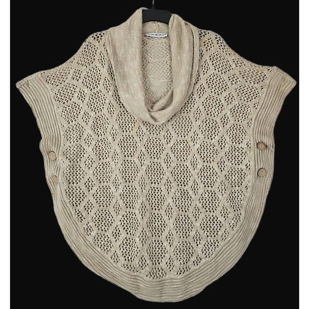 Two-One-Two New York ~Woman Size XL~ Beige Knit Cowl Neck Kimono Sweater Boho.